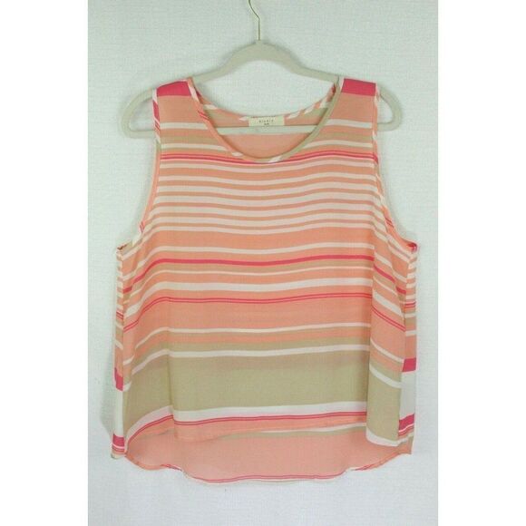Elodie XL Top Pink Sleeveless Striped Flowy Womens - Picture 1 of 5